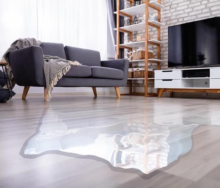 water pooling on living room floor